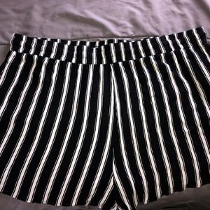 Striped Black and White Comfy Shorts Plus